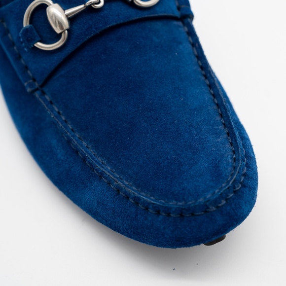 size 8.5G 9 US Gucci Burgundy Loafers Driver Horsebit Blue Shoes main image 5
